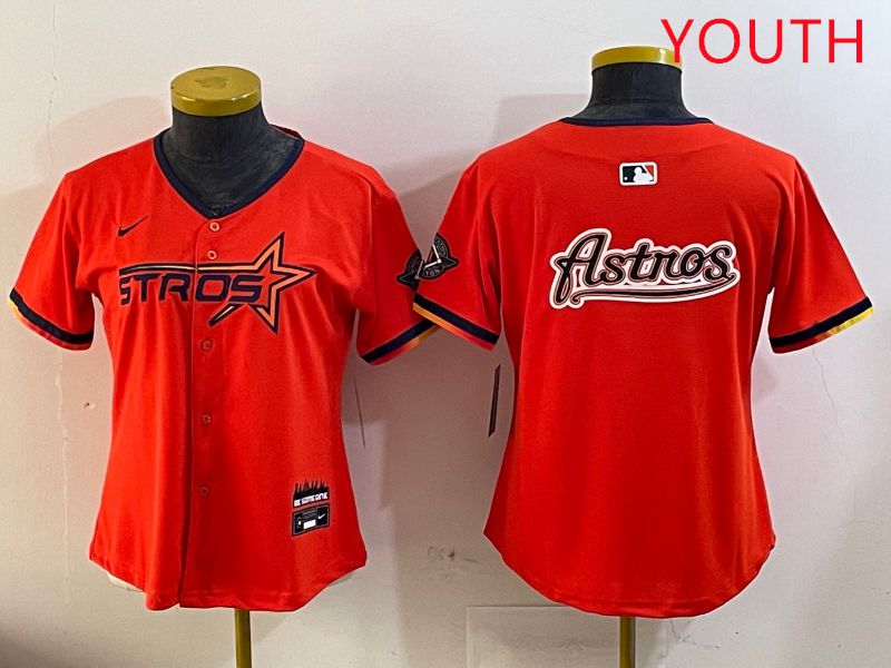 Youth Houston Astros Blank Orange Three generations Joint Name 2025 Nike MLB Jersey style 16